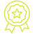Badge récompense pixel : icône certification qualité étoile. Icône pixel art jaune d'un badge de qualité ou de récompense, avec une étoile centrale et des rubans. Symbole de succès et certification.